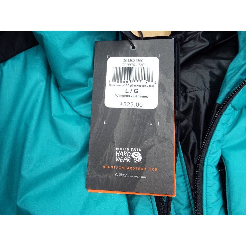 Mountain Hardwear Teal and Black Compressor Alpine Hooded Jacket Size Large NWT - Picture 7 of 14